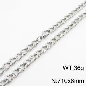 European and American fashion minimalist 710×6mm embossed chain lobster clasp jewelry silver  necklace - KN249897-Z