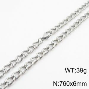 European and American fashion minimalist 760×6mm embossed chain lobster clasp jewelry silver  necklace - KN249898-Z