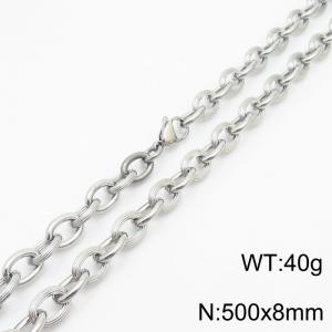 8×500mm Japanese and Korean style stainless steel O-chain men's necklace - KN249914-Z