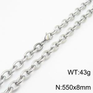 8×550mm Japanese and Korean style stainless steel O-chain men's necklace - KN249915-Z