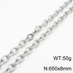 8×650mm Japanese and Korean style stainless steel O-chain men's necklace - KN249917-Z