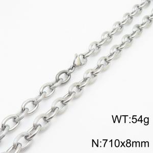 8×710mm Japanese and Korean style stainless steel O-chain men's necklace - KN249918-Z