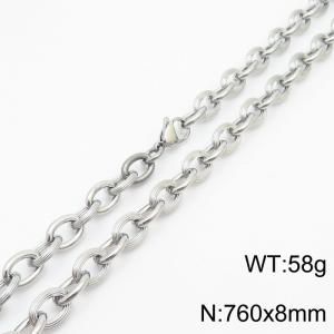 8×760mm Japanese and Korean style stainless steel O-chain men's necklace - KN249919-Z