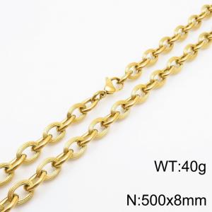 8×500mm Hip hop style stainless steel splicing O-shaped chain men's necklace - KN249921-Z