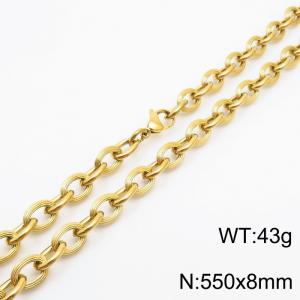 8×550mm Hip hop style stainless steel splicing O-shaped chain men's necklace - KN249922-Z