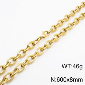 8×600mm Hip hop style stainless steel splicing O-shaped chain men's necklace - KN249923-Z