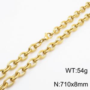 8×710mm Hip hop style stainless steel splicing O-shaped chain men's necklace - KN249925-Z