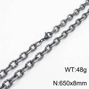 8mm boiled color embossed steel color men's Korean stainless steel 65cm necklace - KN249931-Z