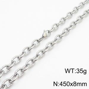 8mm steel color embossed steel color men's Korean stainless steel 45cm necklace - KN249934-Z