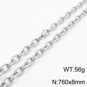 8mm steel color embossed steel color men's Korean stainless steel 76cm necklace - KN249940-Z