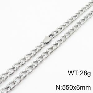 European and American fashion minimalist 550×6mm embossed pattern chain Japanese buckle jewelry silver necklace - KN250132-Z