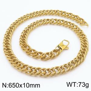 European and American fashion minimalist 650×10mm embossed double-layer thick chain Japanese buckle jewelry gold necklace - KN250148-Z