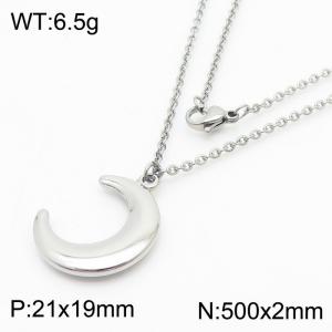 500mm Unisex Stainless Steel O Links Necklace with Crescent Moon Pendant - KN250151-Z