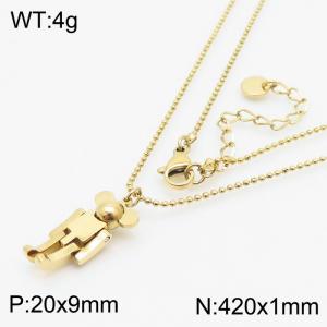 420x1mm Mechanical Person Charm Pendant Necklace For Women Stainless Steel Necklace Gold Color - KN250169-HM