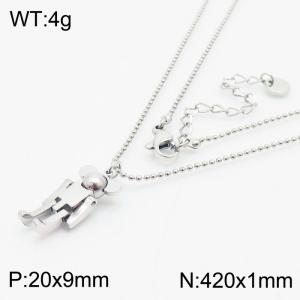 420x1mm Mechanical Person Charm Pendant Necklace For Women Stainless Steel Necklace Silver Color - KN250170-HM