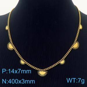 3mm Cuban Chain with Geometries Charm Necklace For Women Stainless Steel Necklace Gold Color - KN250176-HM