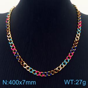 16x7mm Colorful Drip Cuban Necklaces for Women Stainless Steel Gold Curb Necklace - KN250177-HM