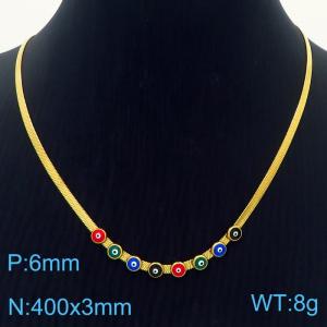3mm Snake Chain with Colored Eyes Charm Necklace For Women Stainless Steel Necklace Gold Color - KN250179-HM