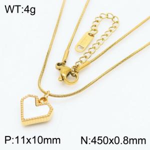 White Heart Shape Pendant Charm Necklaces for Women With 45cm Snake Chain Gold Color - KN250201-HR