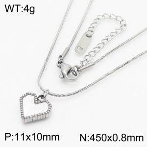 White Heart Shape Pendant Charm Necklaces for Women With 45cm Snake Chain Silver Color - KN250202-HR