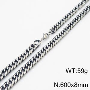 600x8mm Beveled Edge Cutting Chain & Link Necklace Men Stainless Steel With Lobster Clasp Necklace Vintage Color - KN250227-KJ