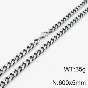 600x5mm Double-sided Cutting Chain & Link Necklace Men Stainless Steel With Lobster Clasp Necklace Vintage Color - KN250230-KJ