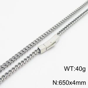 Hip hop style 4mm keel chain integrated buckle steel color stainless steel men's necklace - KN250233-TSC