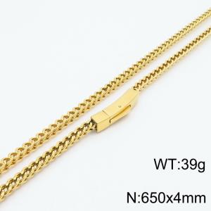 Hip hop style 4mm keel chain integrated buckle plated black stainless steel men's necklace - KN250234-TSC