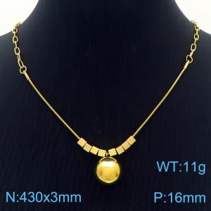 Gold ball pendant stainless steel square clavicle chain - KN250348-SY