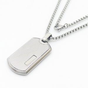 European and American fashion stainless steel square pearl chain with colorful military brand pendant and elegant silver necklace - KN250423-AQ