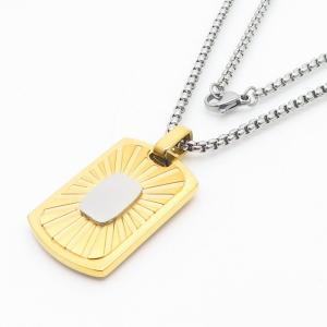 European and American fashion stainless steel square pearl chain with gold military brand pendant and elegant silver necklace - KN250441-AQ