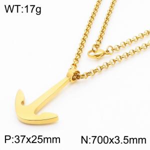 Wholesale High Quality Stainless Steel Gold Plated Anchor Pendant Necklaces - KN250466-BI