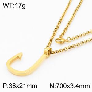 Simple Fashion Stainless Steel Jewelry Fishhook Pendant Necklace Charms For Women - KN250467-BI