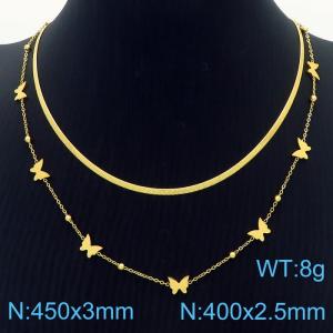 SS Gold-Plating Necklace - KN250490-HM