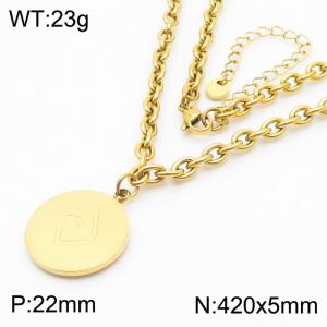 Pendant circular stainless steel necklace - KN250493-KFC