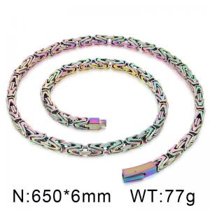 Stainless steel personalized retro style dazzling color V-shaped woven men's 650mm titanium steel necklace - KN250542-KFC