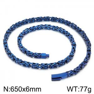 Stainless steel personalized retro style blue V-shaped woven men's 650mm titanium steel necklace - KN250543-KFC