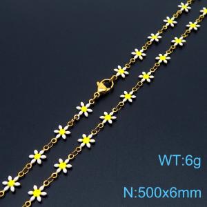 500 × 6mm fresh and fashionable niche design women's stainless steel white daisy temperament gold necklace - KN250557-Z