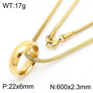 European and American fashion stainless steel 600 × 2.3mm Snake Bone Chain Hanging Ring Pendant Charm Gold Necklace - KN250562-ZC