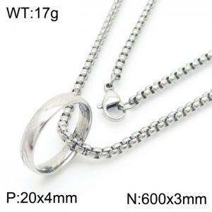 European and American fashion stainless steel 600 × 3mm Square Pearl Chain Ring Pendant Charm Silver Necklace - KN250567-ZC