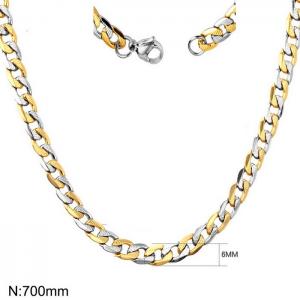 700x6mm cut pattern figaro chain necklace for women men stainless steel silver&gold color jewelry - KN250585-Z