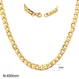 450x6mm cut pattern figaro chain necklace for women men stainless steel gold color jewelry - KN250587-Z