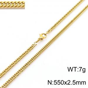 550X2.5mm Gold-Plated Stainless Steel Cuban Chain Necklace - KN250609-Z