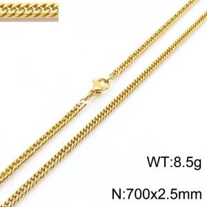 700X2.5mm Gold-Plated Stainless Steel Cuban Chain Necklace - KN250612-Z