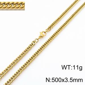 500X3.5mm Gold-Plated Stainless Steel Cuban Chain Necklace - KN250636-Z