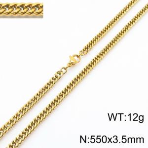 550X3.5mm Gold-Plated Stainless Steel Cuban Chain Necklace - KN250637-Z