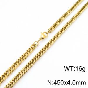 450X4.5mm Gold-Plated Stainless Steel Cuban Chain Necklace - KN250656-Z