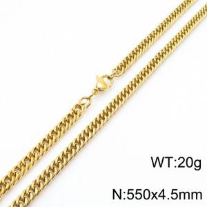 550X4.5mm Gold-Plated Stainless Steel Cuban Chain Necklace - KN250658-Z