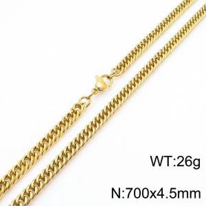 700X4.5mm Gold-Plated Stainless Steel Cuban Chain Necklace - KN250661-Z