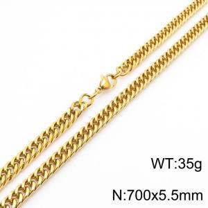 European and American fashion stainless steel 700x5.5mm Cuban chain jewelry temperament gold necklace - KN250682-Z